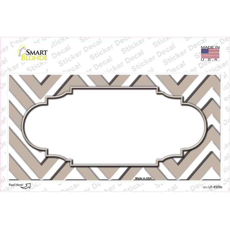 Tan White Chevron Center Scallop Novelty Sticker Decal