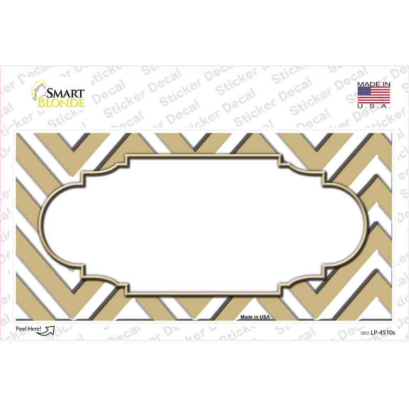 Gold White Chevron Center Scallop Novelty Sticker Decal