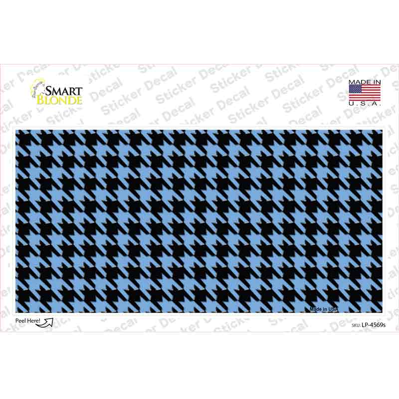 Light Blue Black Houndstooth Novelty Sticker Decal