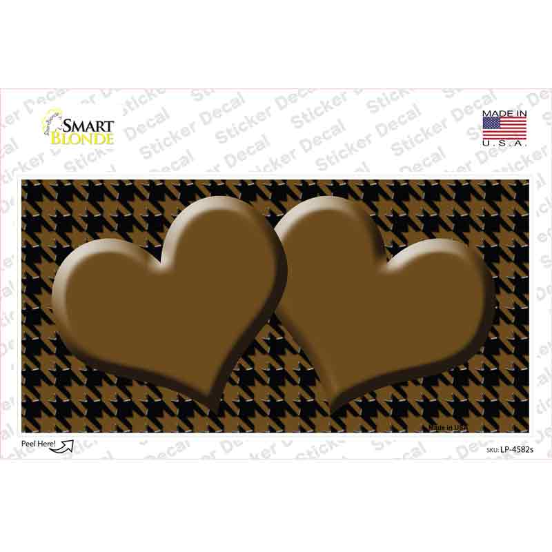 Brown Black Houndstooth Brown Center Hearts Novelty Sticker Decal