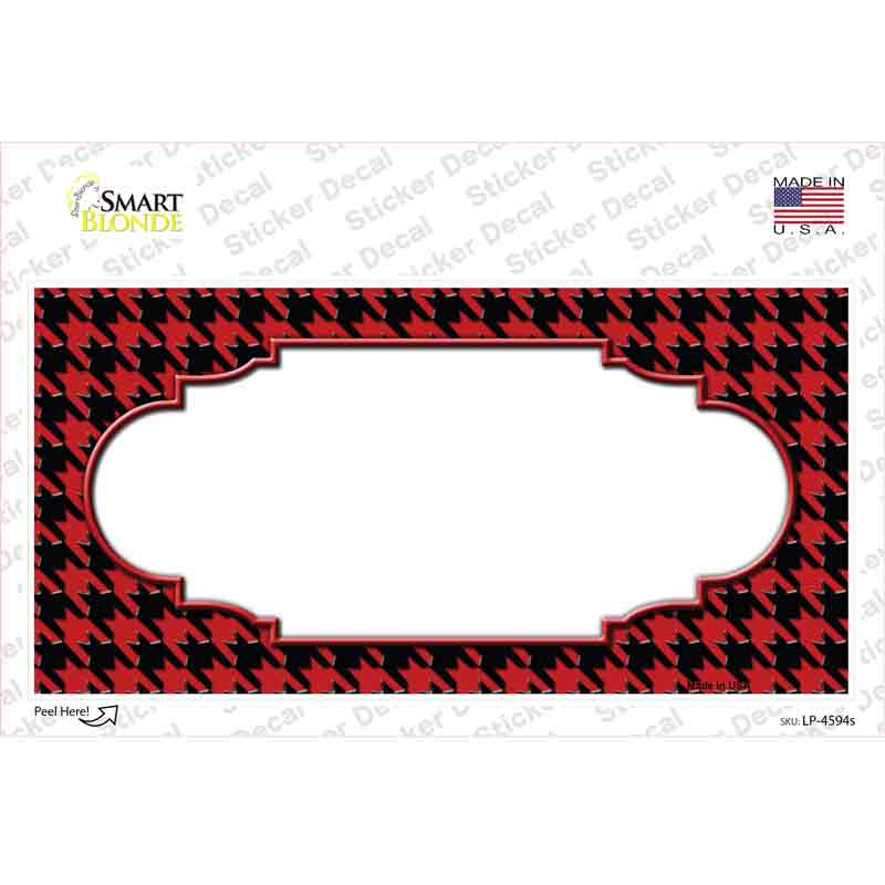 Red Black Houndstooth Scallop Center Novelty Sticker Decal