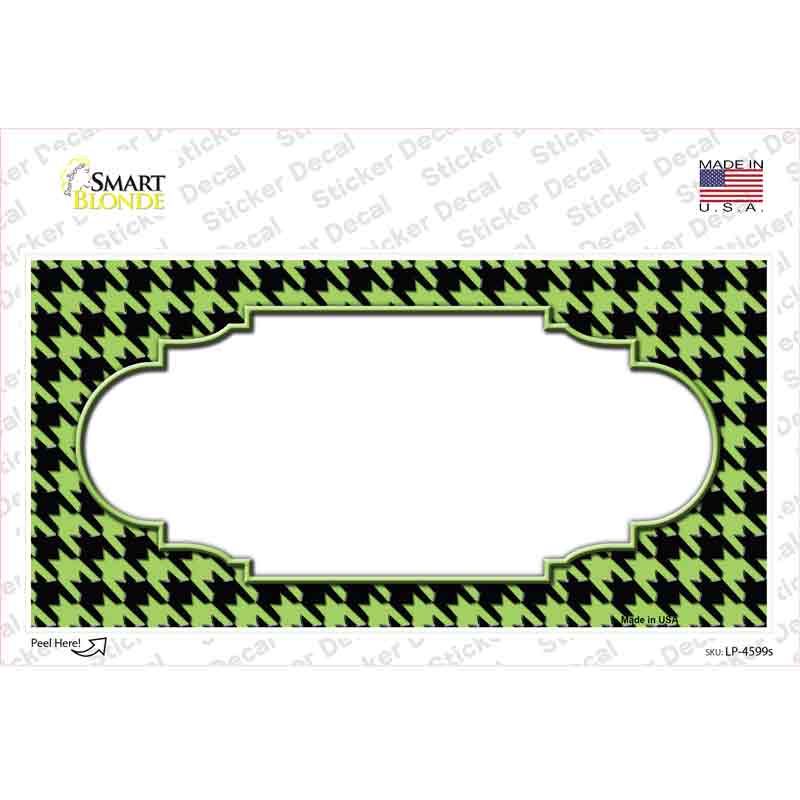 Lime Green Black Houndstooth Scallop Center Novelty Sticker Decal