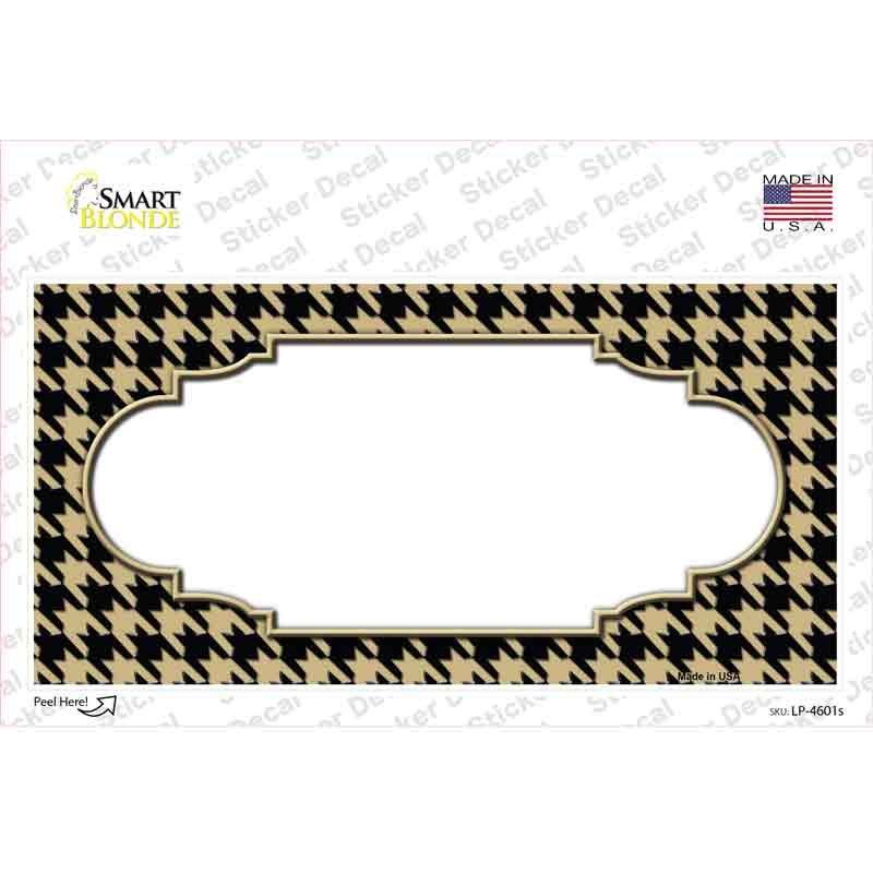 Gold Black Houndstooth Scallop Center Novelty Sticker Decal