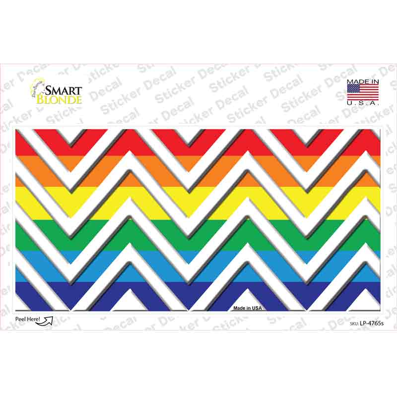 Rainbow White Chevron Novelty Sticker Decal