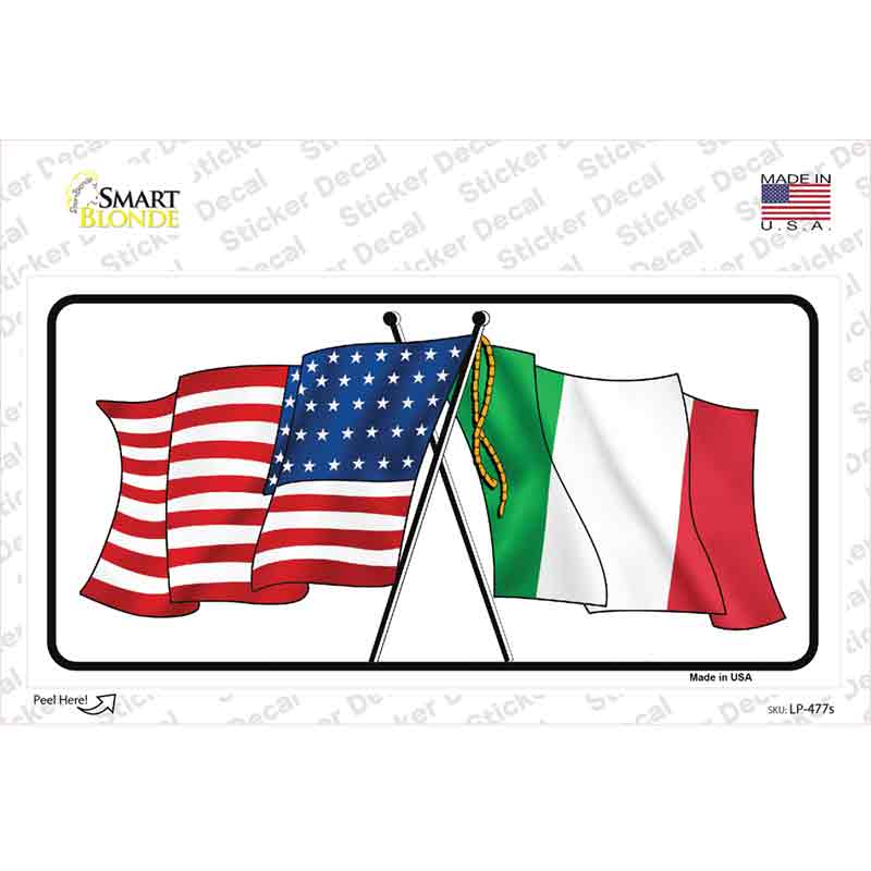 United States Italy Crossed Flags Novelty Sticker Decal