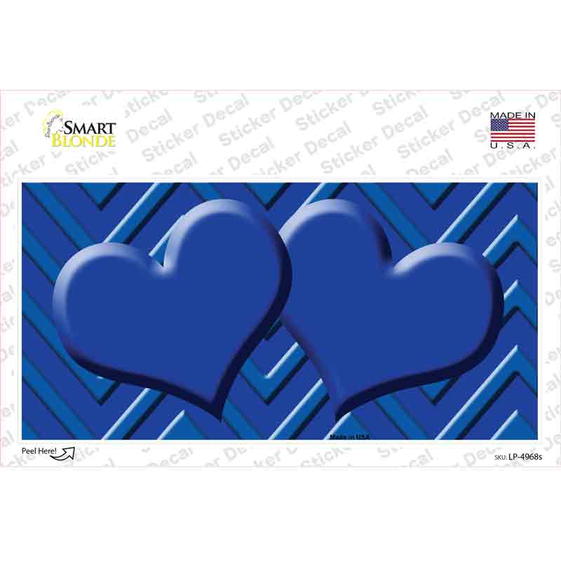 Blue Light Blue Heart Chevron Novelty Sticker Decal