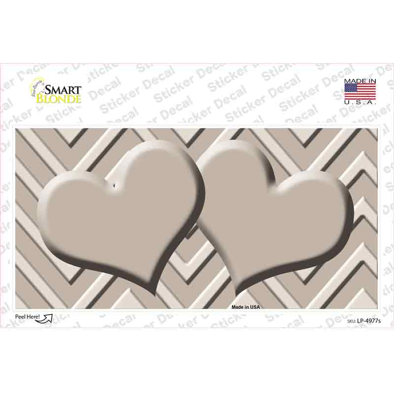 Tan Light Tan Heart Chevron Novelty Sticker Decal