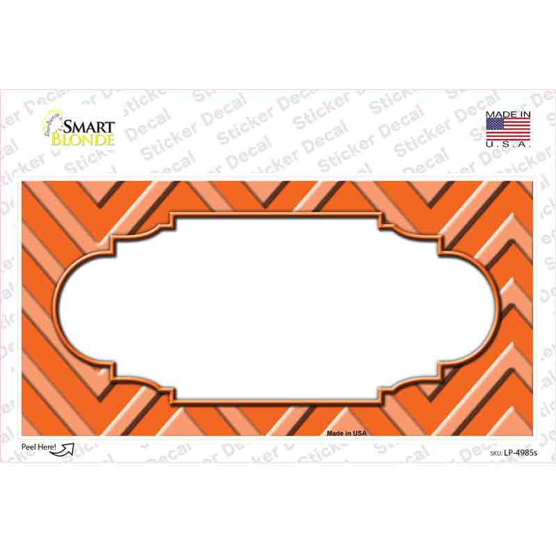 Orange Light Orange Scallop Chevron Novelty Sticker Decal