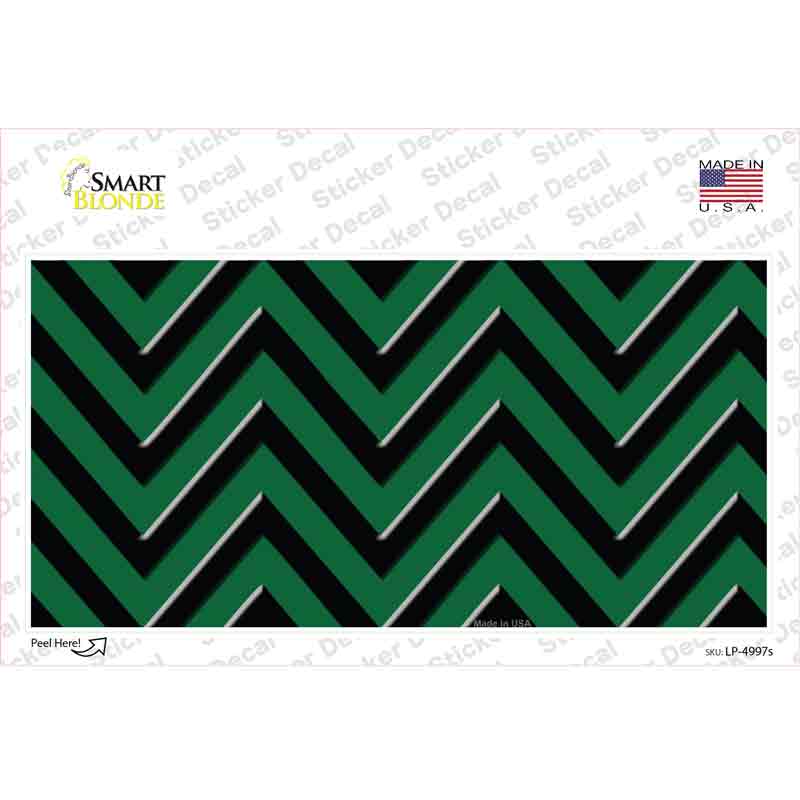 Green Black Chevron Novelty Sticker Decal
