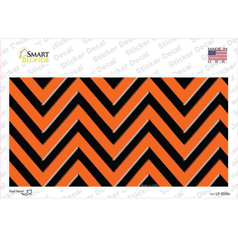 Orange Black Chevron Novelty Sticker Decal