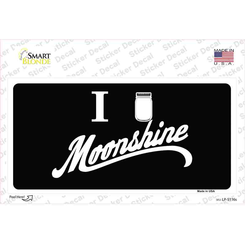 I Love Moonshine Novelty Sticker Decal