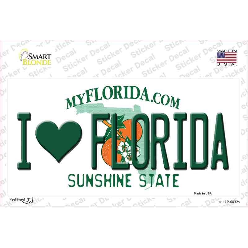 I Love Florida Novelty Sticker Decal