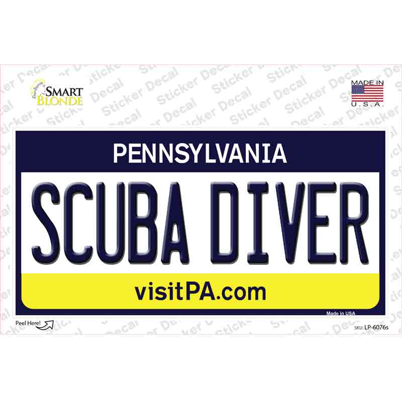 Scuba Diver Pennsylvania State Novelty Sticker Decal