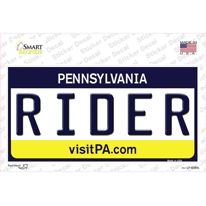 Rider Pennsylvania State Novelty Sticker Decal