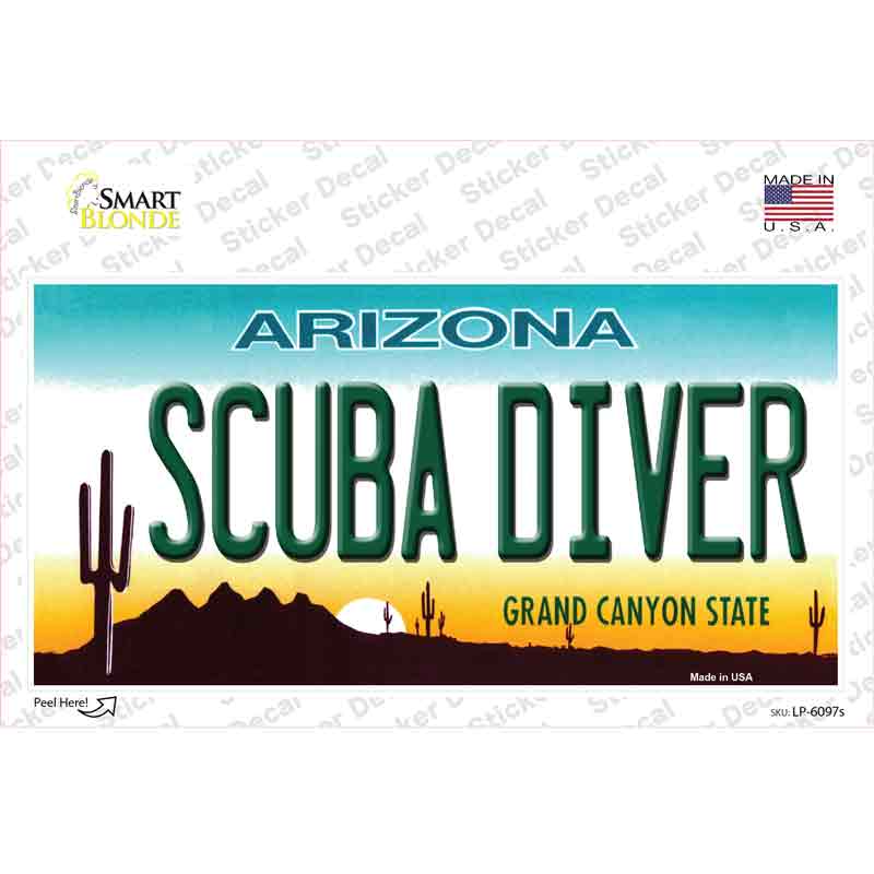 Arizona Scuba Diver Novelty Sticker Decal