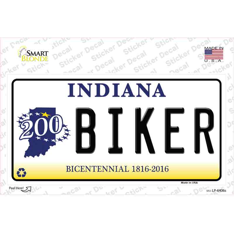 Biker Indiana Novelty Sticker Decal