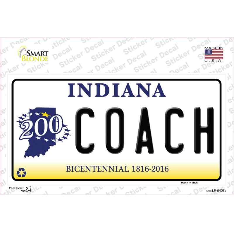 Coach Indiana Novelty Sticker Decal