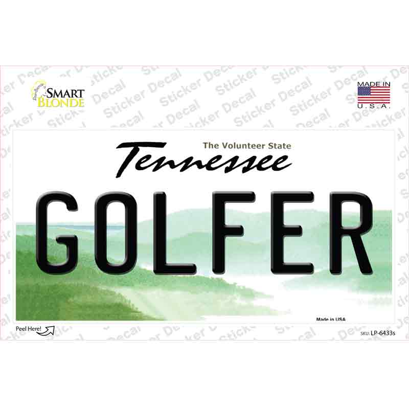 Golfer Tennessee Novelty Sticker Decal