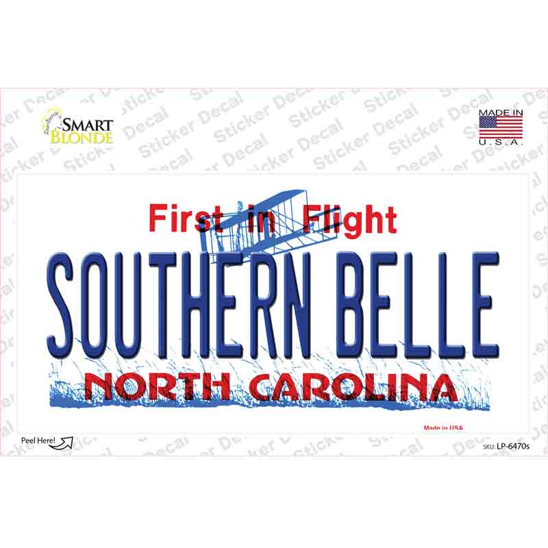 Southern Belle North Carolina Novelty Sticker Decal