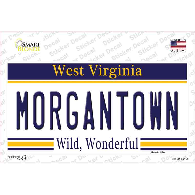 Morgantown West Virginia Novelty Sticker Decal