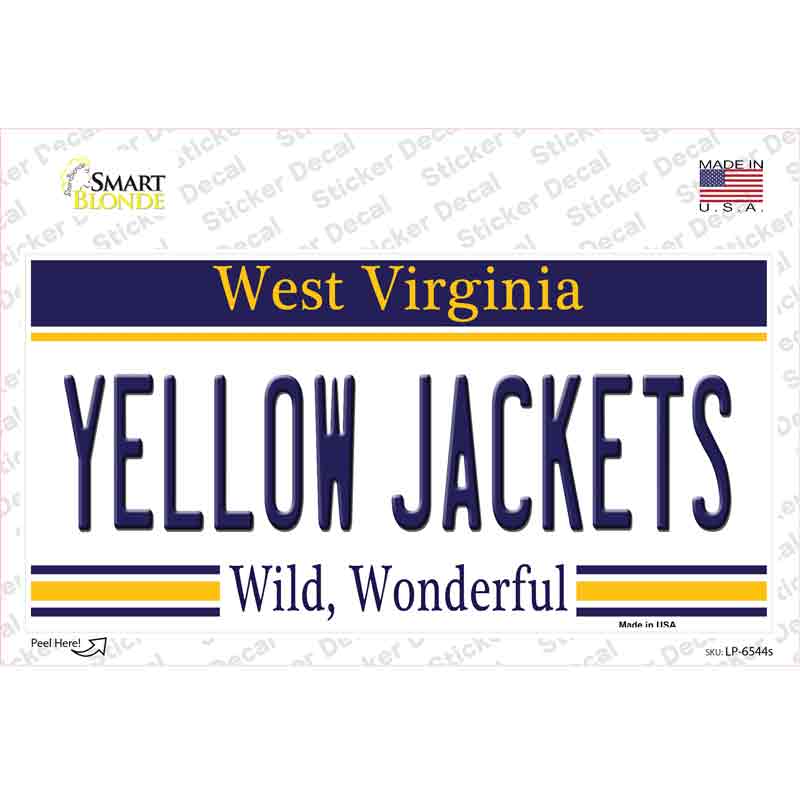 Yellow Jackets West Virginia Novelty Sticker Decal