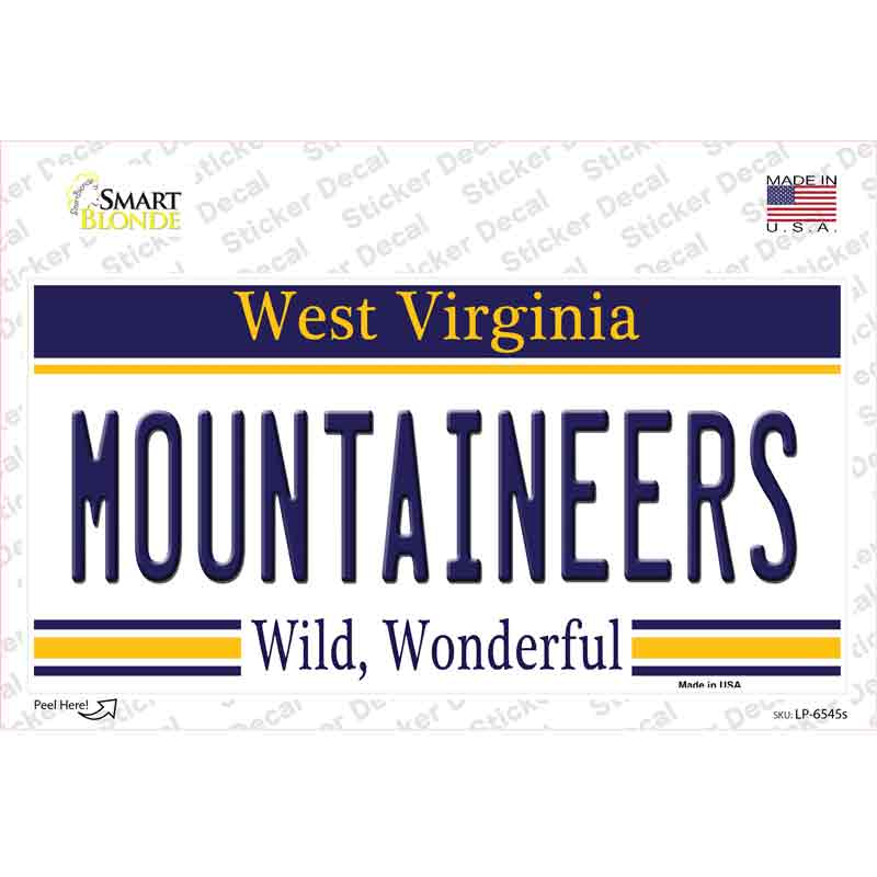 Mountaineers West Virginia Novelty Sticker Decal
