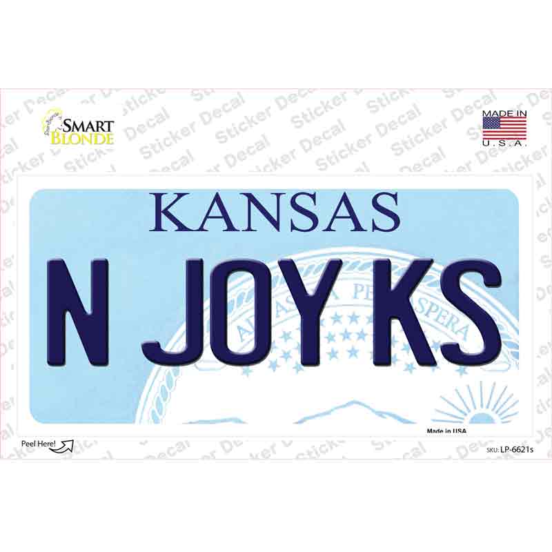 N Joy Kansas Novelty Sticker Decal
