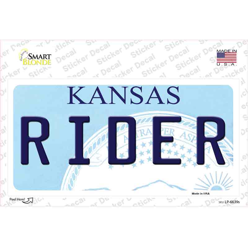 Rider Kansas Novelty Sticker Decal