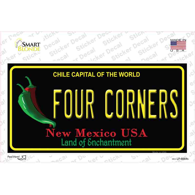 Four Corners Black New Mexico Novelty Sticker Decal