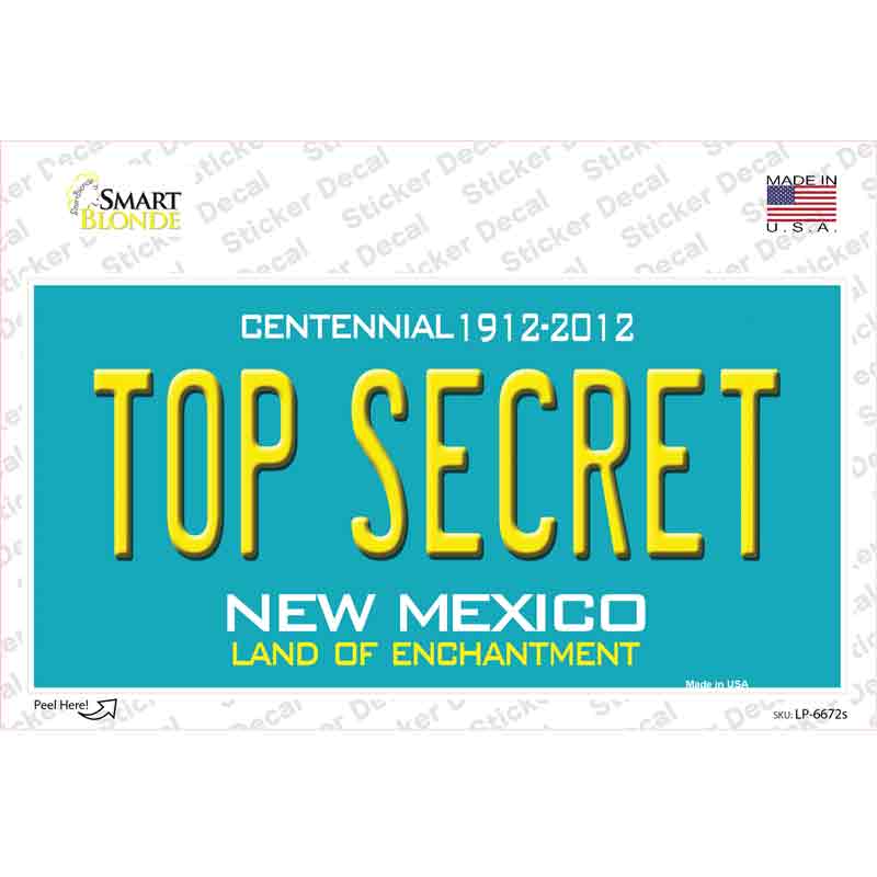 Top Secret New Mexico Novelty Sticker Decal