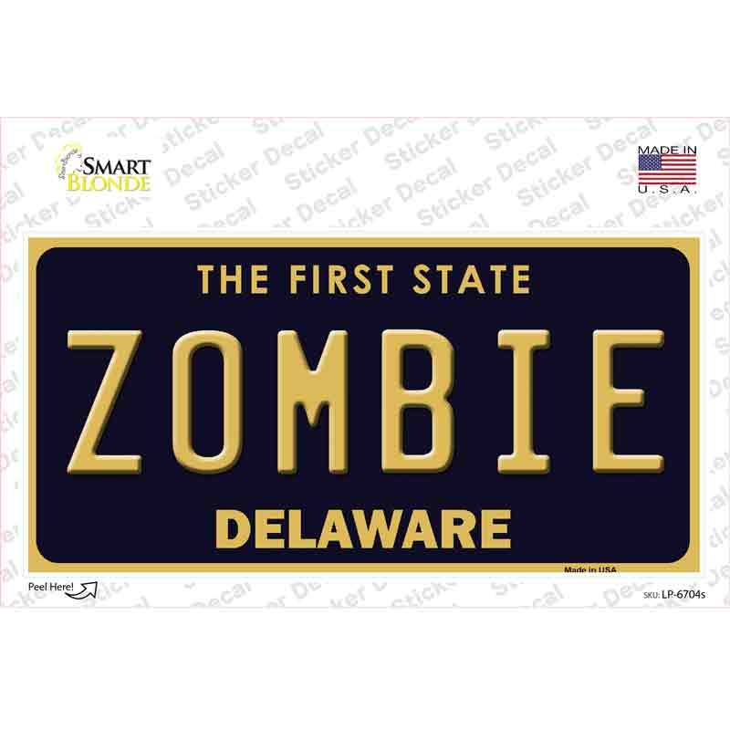 Zombie Delaware Novelty Sticker Decal