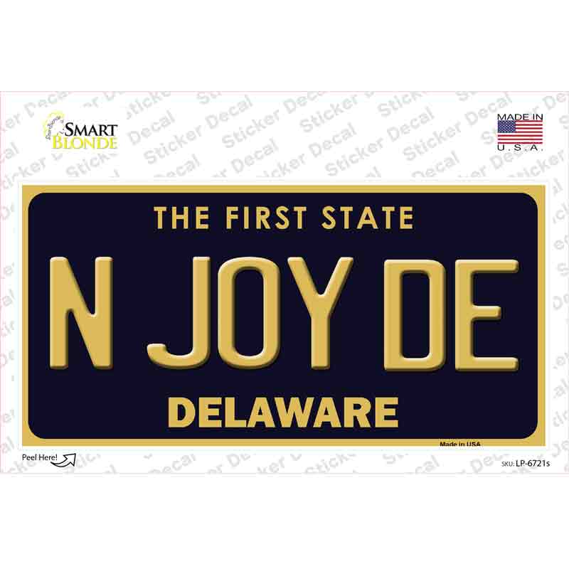 N Joy De Delaware Novelty Sticker Decal