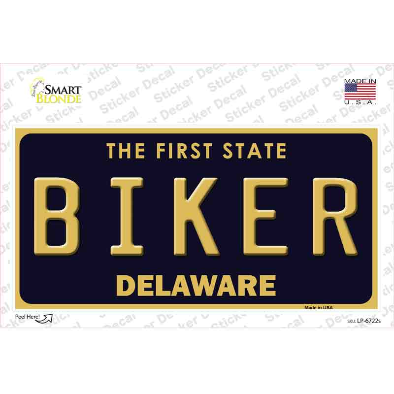 Biker Delaware Novelty Sticker Decal