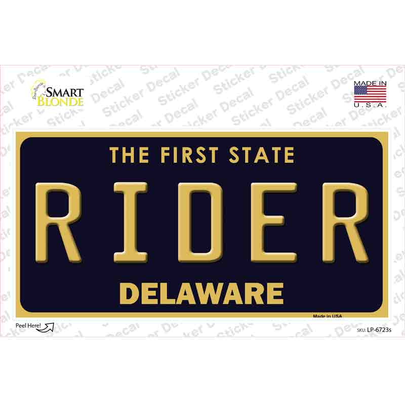 Rider Delaware Novelty Sticker Decal