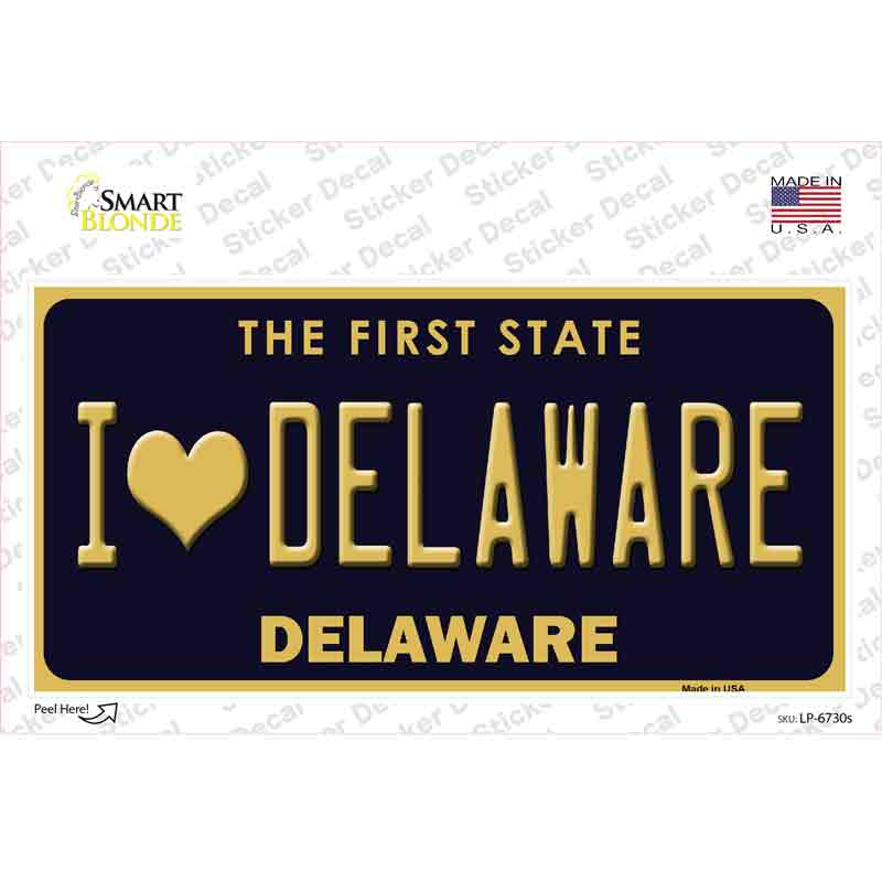 I Love Delaware Novelty Sticker Decal