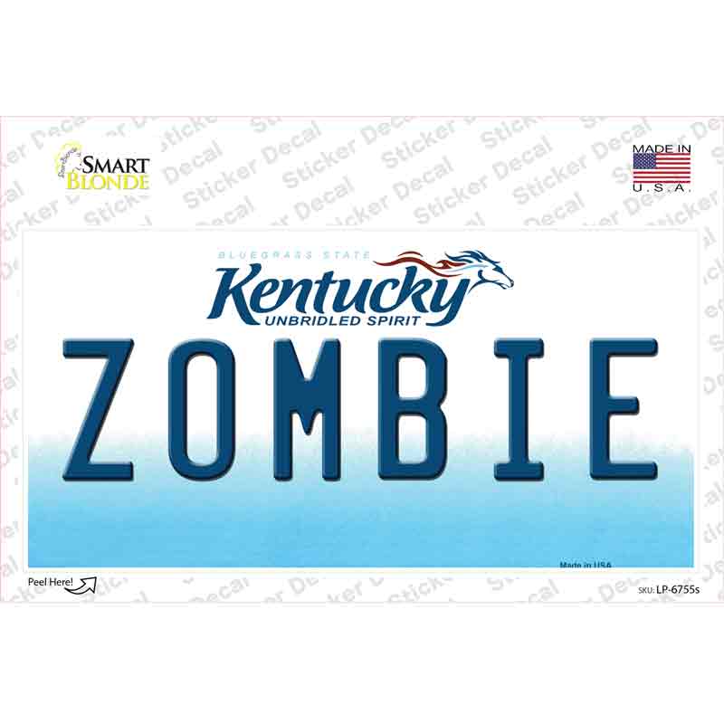 Zombie Kentucky Novelty Sticker Decal