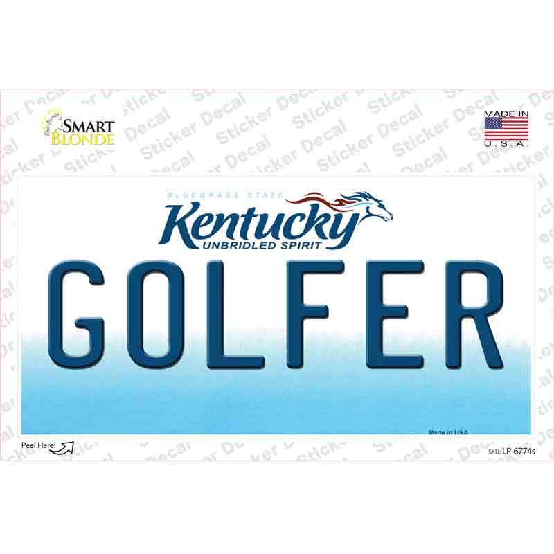 Golfer Kentucky Novelty Sticker Decal