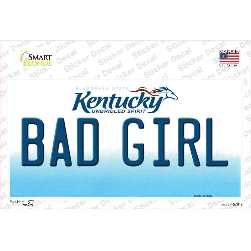 Bad Girl Kentucky Novelty Sticker Decal