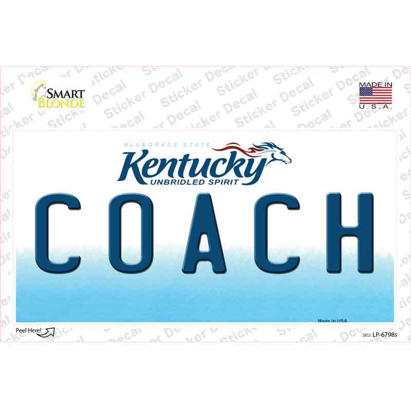 Coach Kentucky Novelty Sticker Decal