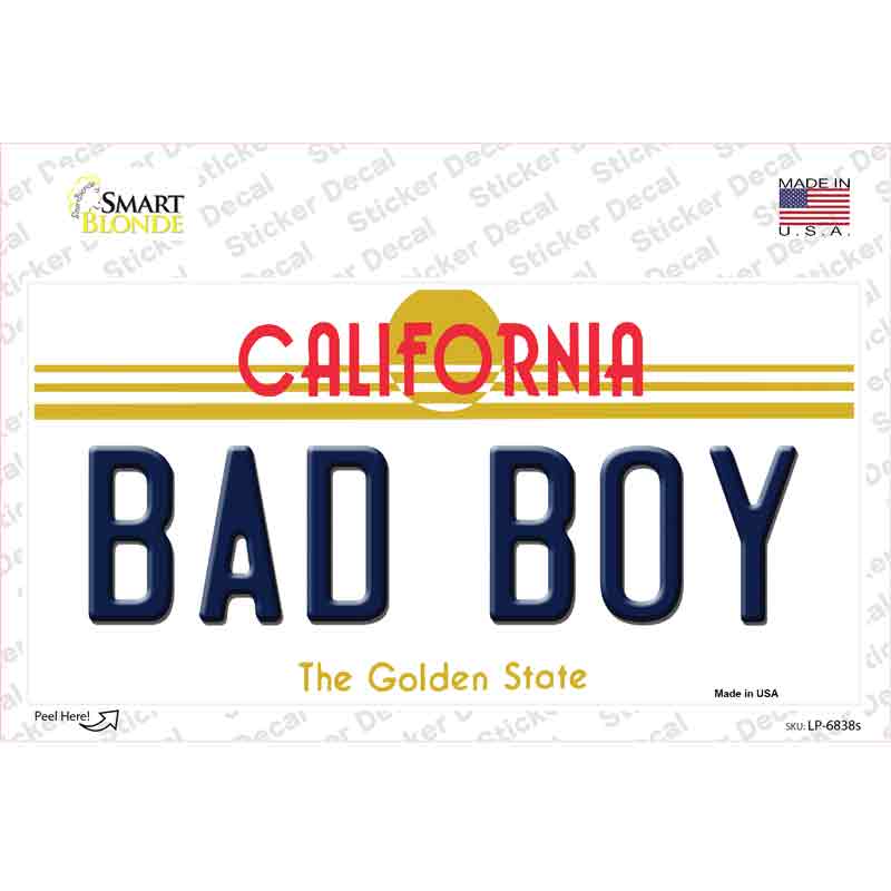 Bad Boy California Novelty Sticker Decal