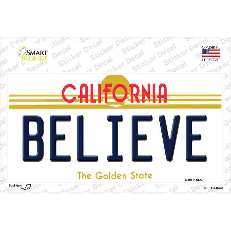 Believe California Novelty Sticker Decal