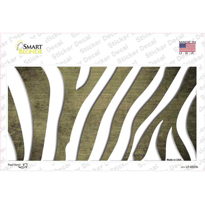 Gold White Zebra Oil Rubbed Novelty Sticker Decal