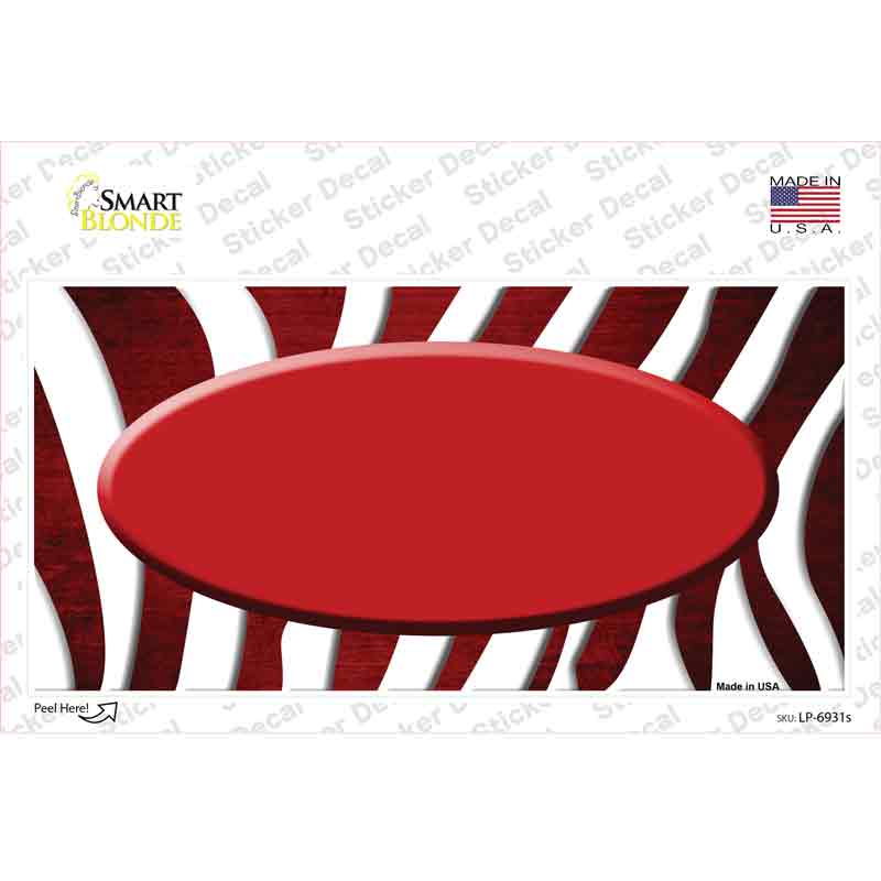 Red White Zebra Oval Oil Rubbed Novelty Sticker Decal