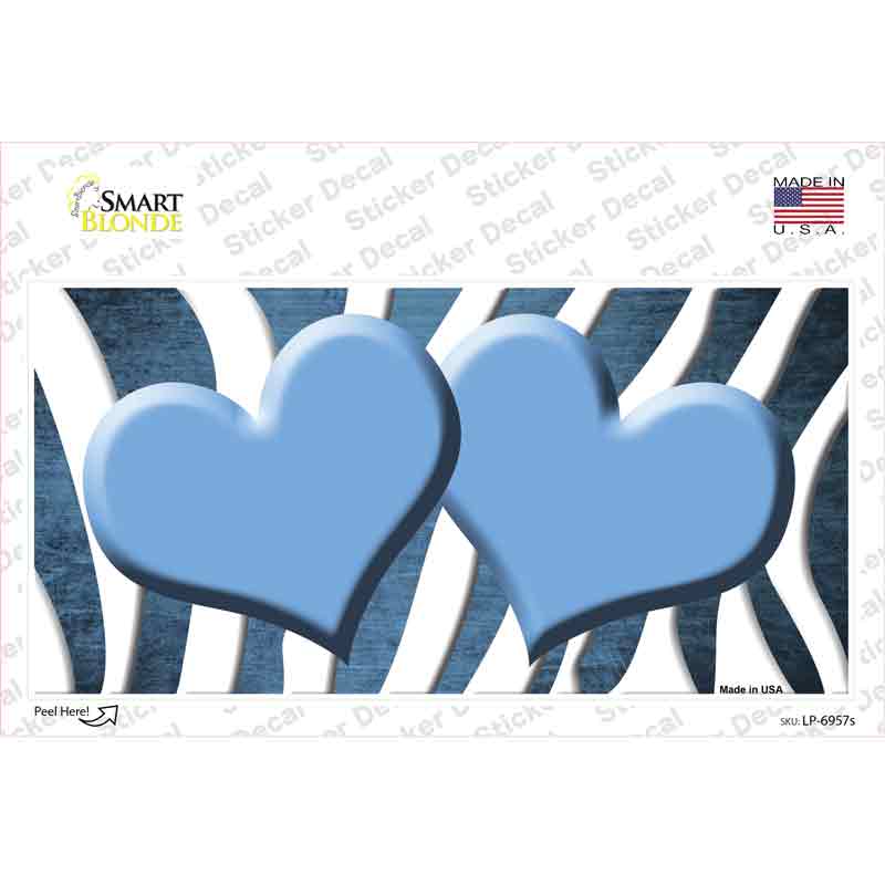Light Blue White Zebra Hearts Oil Rubbed Novelty Sticker Decal