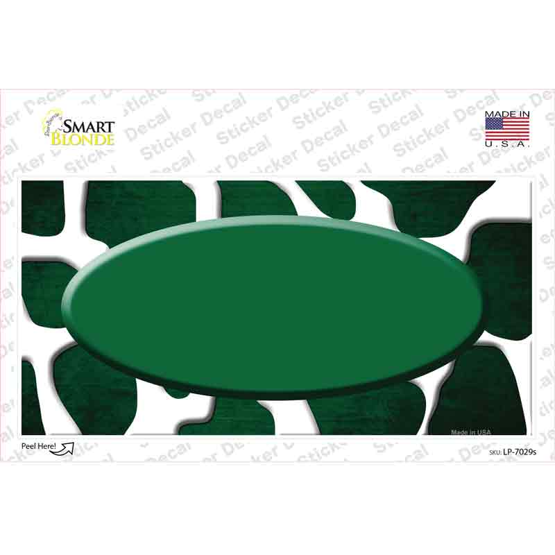 Green White Oval Giraffe Oil Rubbed Novelty Sticker Decal
