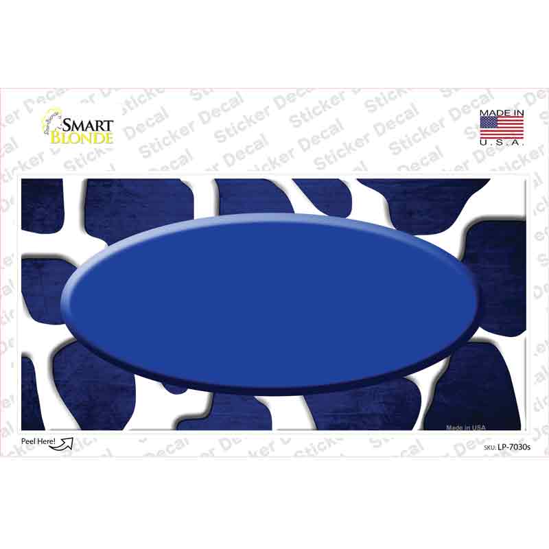 Blue White Oval Giraffe Oil Rubbed Novelty Sticker Decal