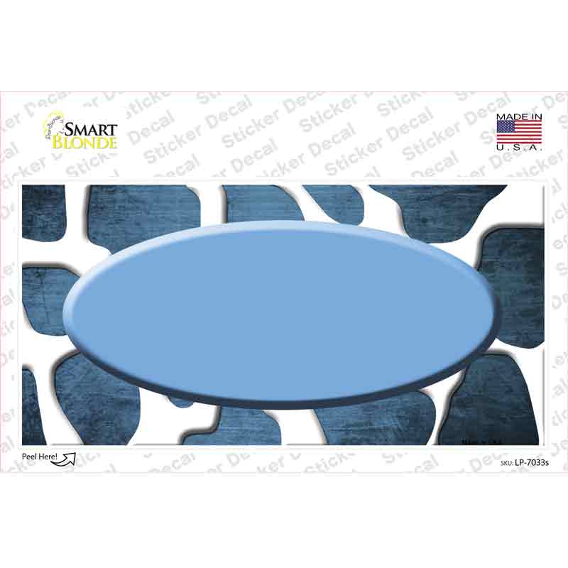 Light Blue White Oval Giraffe Oil Rubbed Novelty Sticker Decal