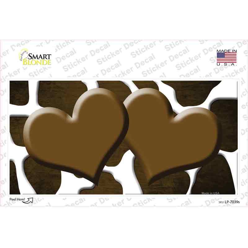 Brown White Hearts Giraffe Oil Rubbed Novelty Sticker Decal