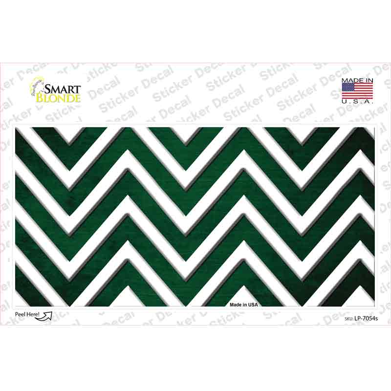 Green White Chevron Oil Rubbed Novelty Sticker Decal