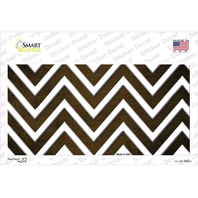 Brown White Chevron Oil Rubbed Novelty Sticker Decal